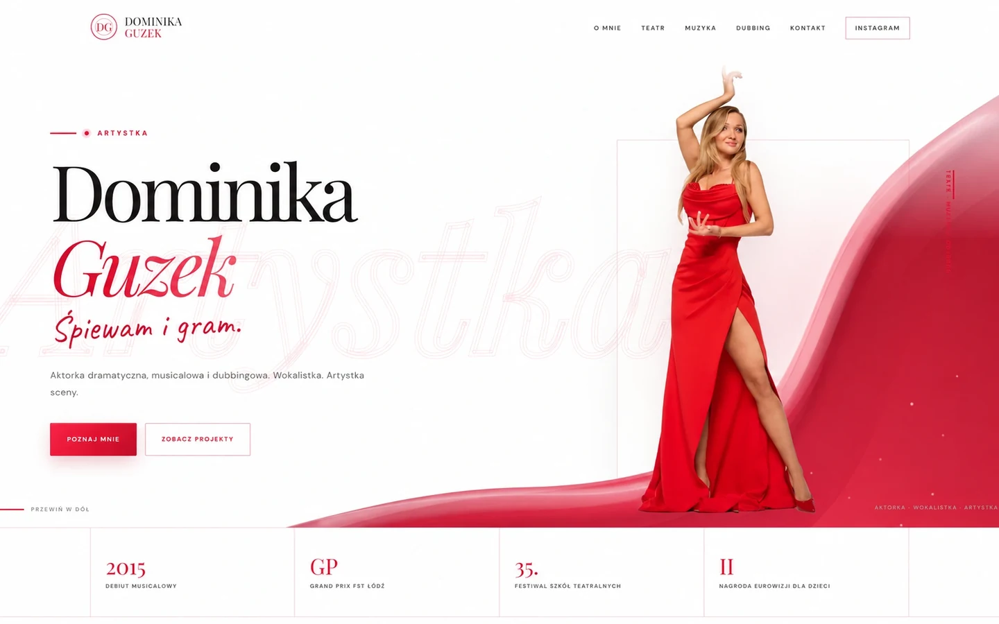 Strona główna aktorki i wokalistki Dominiki Guzek
